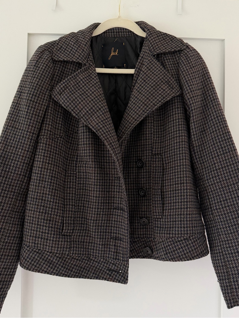 Jack Grey Houndstooth Tweed Blazer Jacket